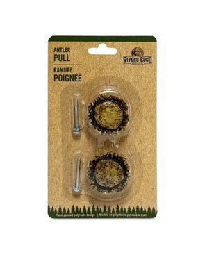 Set of Two (2) Rivers Edge Antler Drawer Knobs 2" round 3/4" tall Two (2) 657